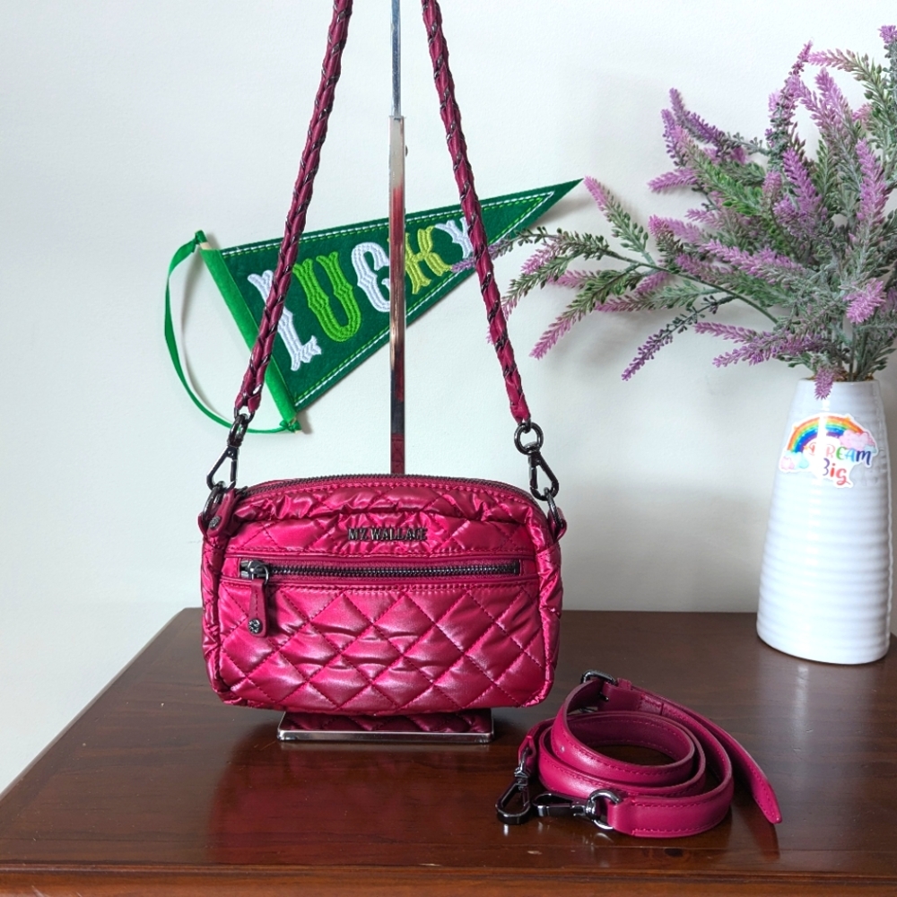 MZ Wallace nylon mini Crosby in bright fuchsia